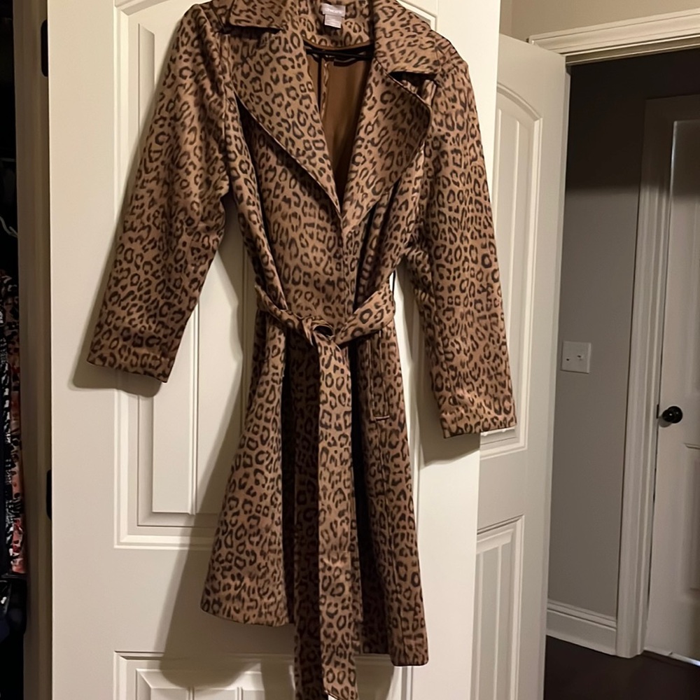 Leopard print Trench coat. Chicos. Size 2P New without tags